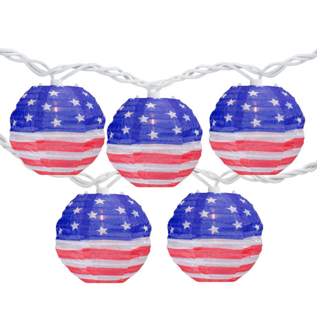 Northlight Americana Lantern Lights (8.5') | Patriotic Flag Paper String Lights Northlight