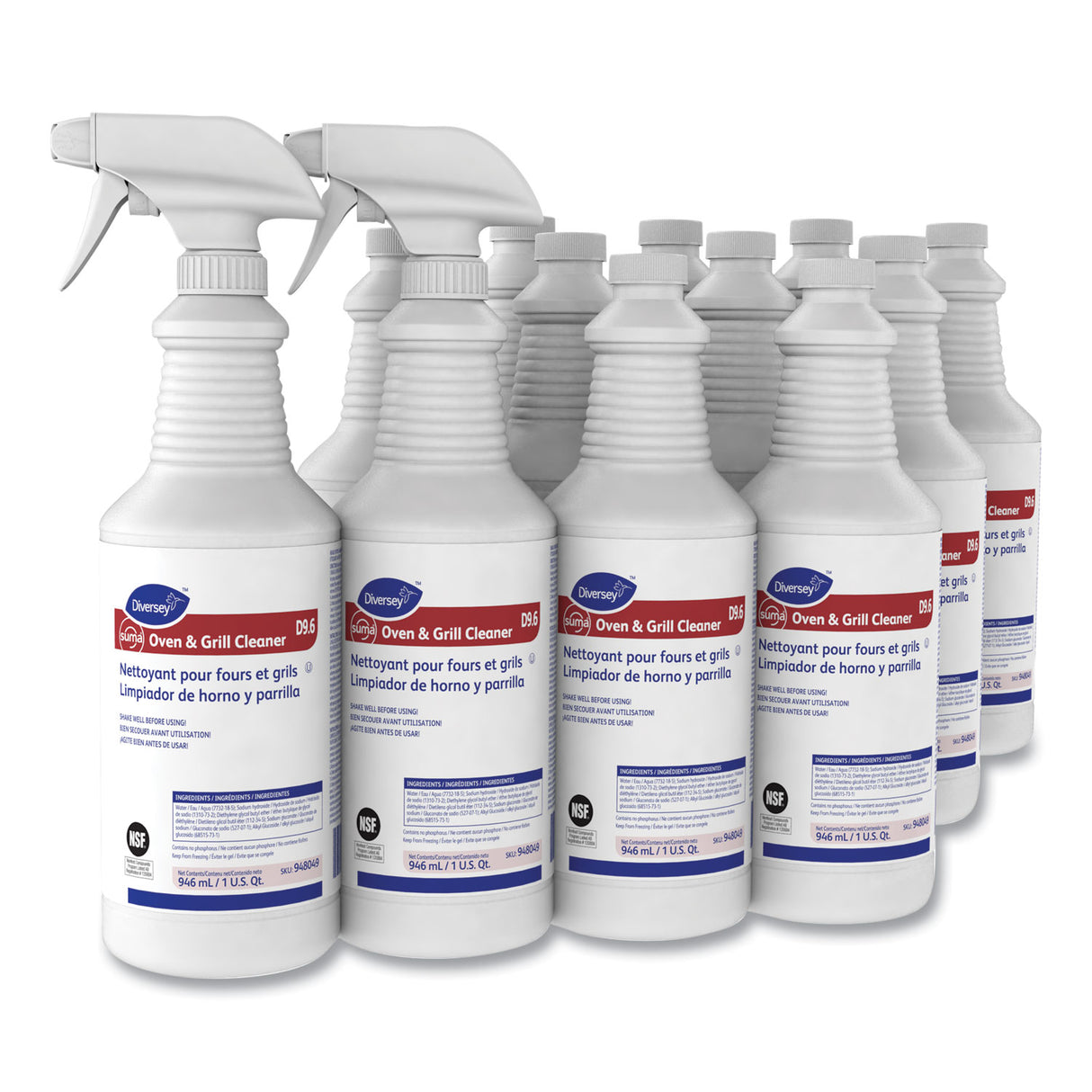 Diversey Suma Oven and Grill Cleaner, Neutral, 32 oz, Spray Bottle, 12/Carton (948049)