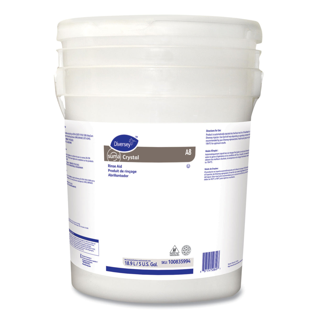 Diversey Suma Crystal A8, Characteristic Scent, 18.9 L Container (100835994)
