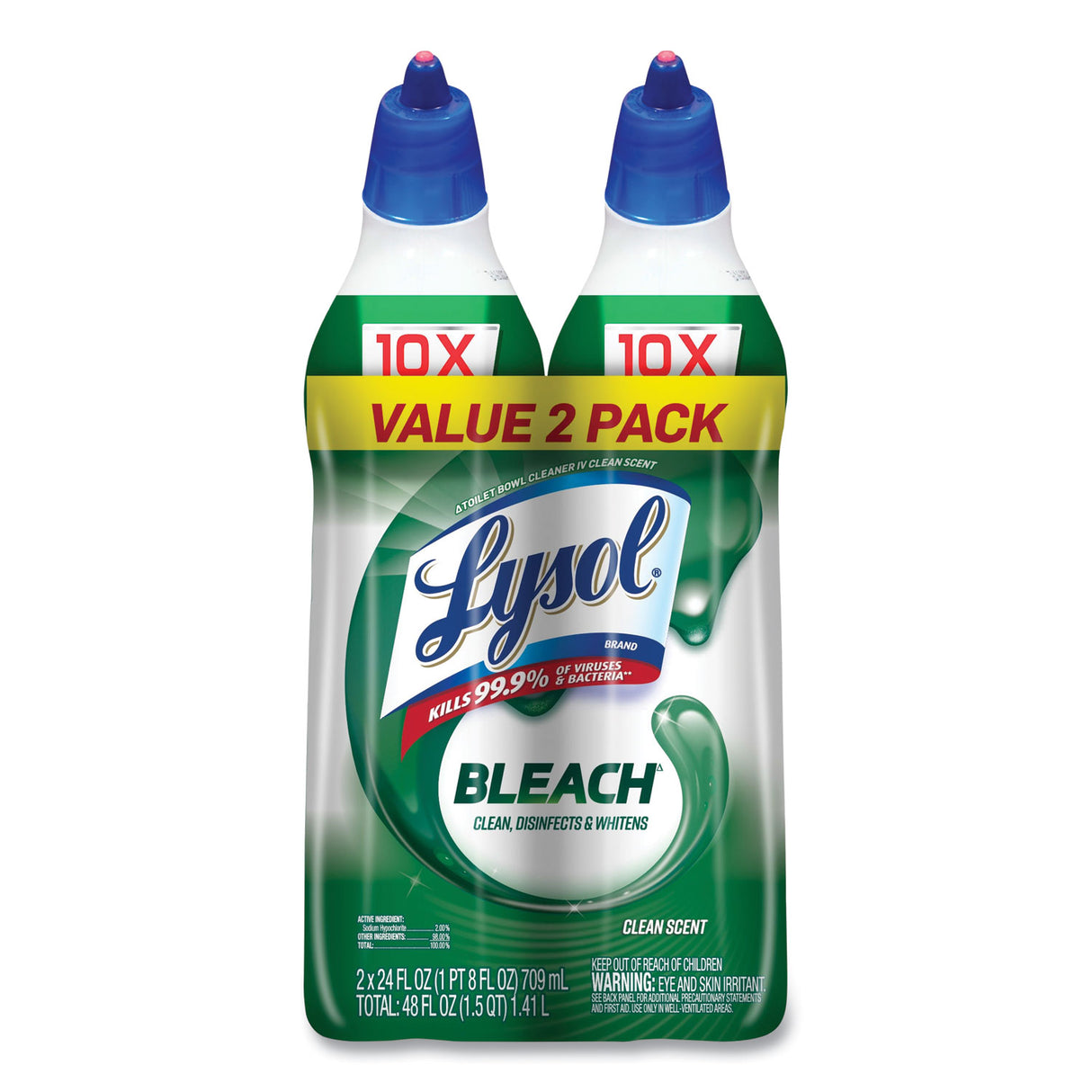 Lysol® Disinfectant Toilet Bowl Cleaner w/Bleach, 24 oz, 8 Bottles (96085)