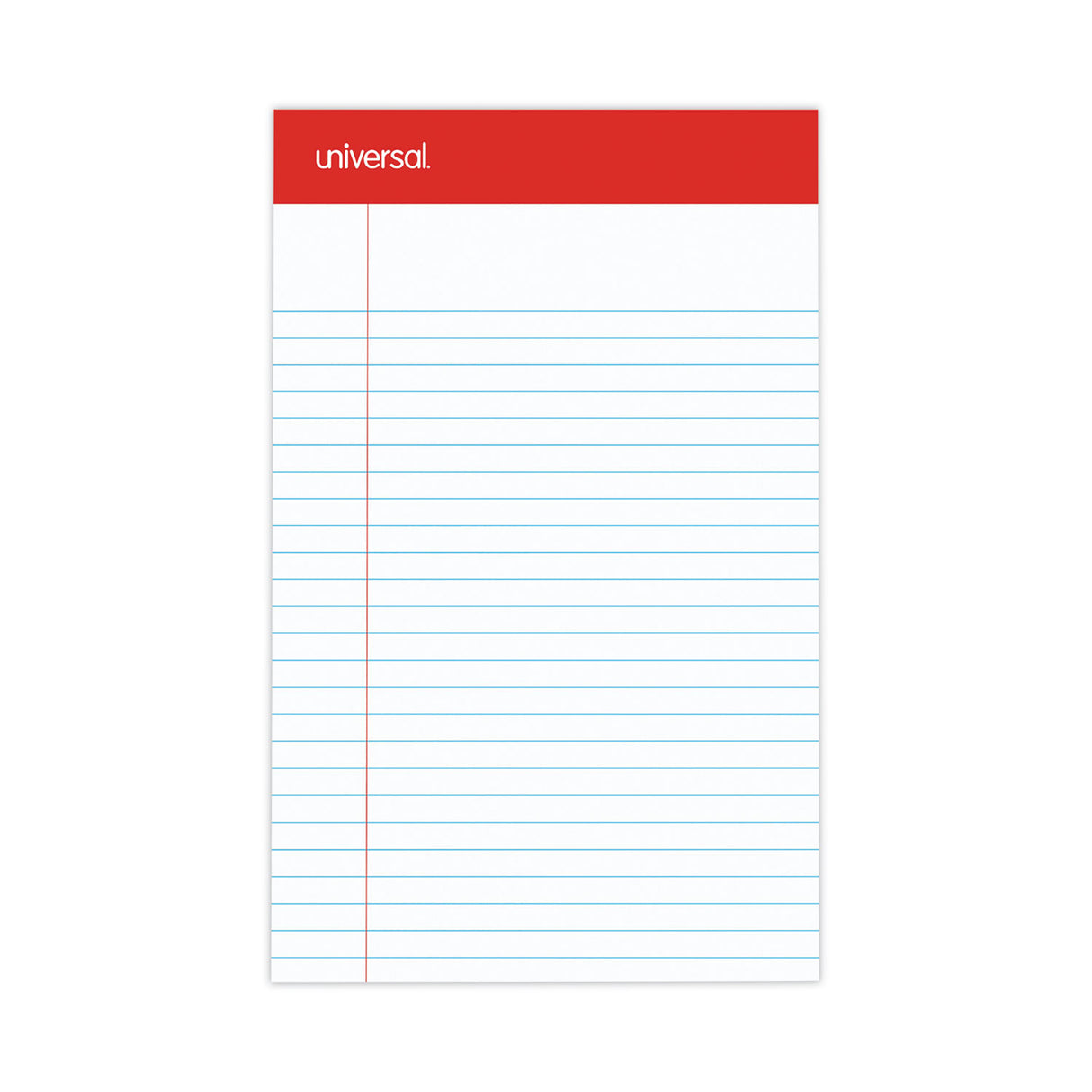 Universal Perforated Ruled Writing Pads, Narrow Rule, Red Headband, 50 White 5 x 8 Sheets, Dozen (UNV46300)