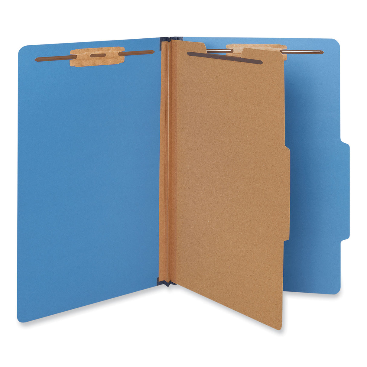 Universal Bright Colored Pressboard Classification Folders, 2" Expansion, 1 Divider, 4 Fasteners, Legal Size, Cobalt Blue, 10/Box (UNV10211)