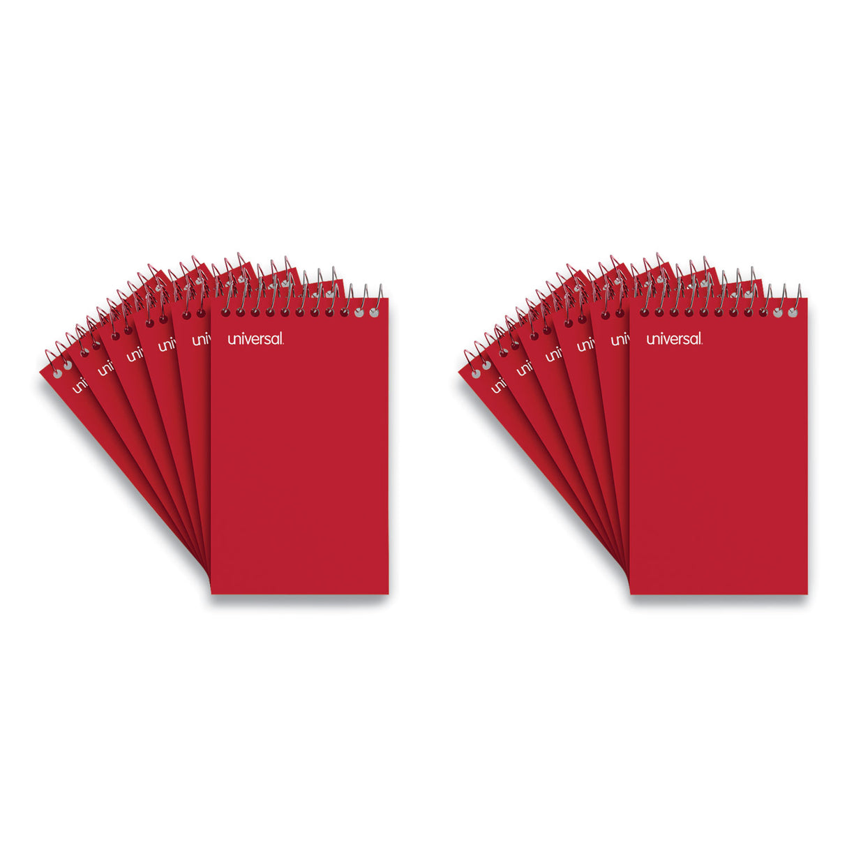 Universal Wirebound Memo Pad with Coil-Lock Wire Binding, Narrow Rule, Orange Cover, 50 White 3 x 5 Sheets, 12/Pack (UNV20435)