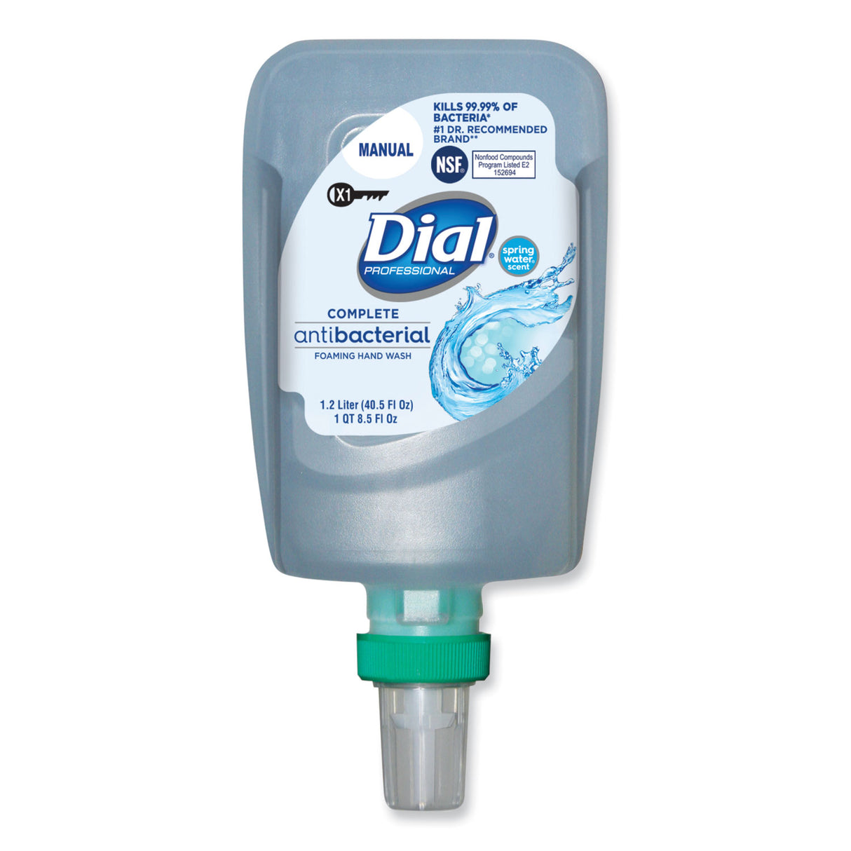 Antibacterial Foaming Hand Wash Refill For Fit X1 Manual Dispenser, Spring Water Scent, 1.2 L, 3/carton