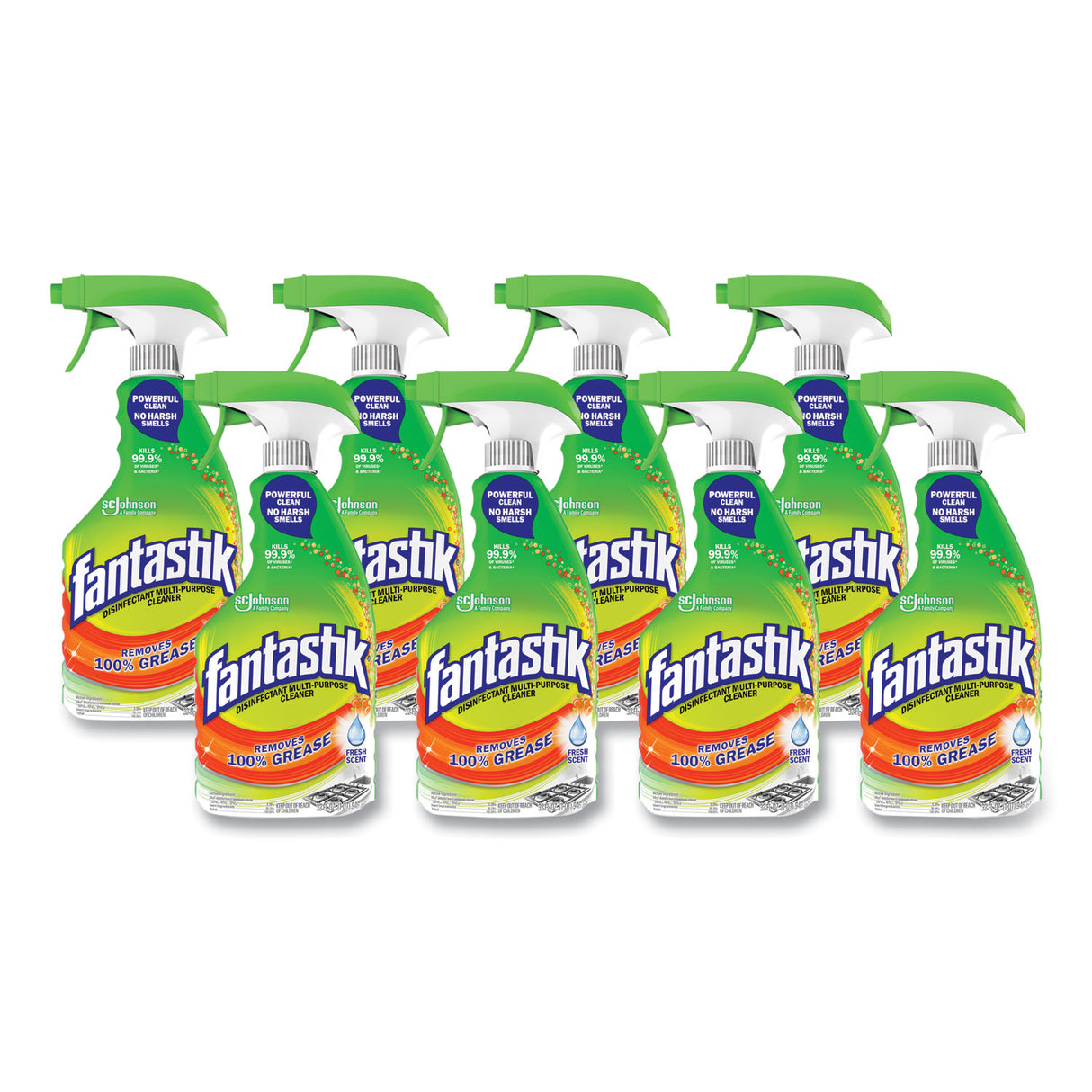 Fantastik Disinfectant Multi-Purpose Cleaner Fresh Scent, 32 oz Spray Bottle, 8/Carton (366095)