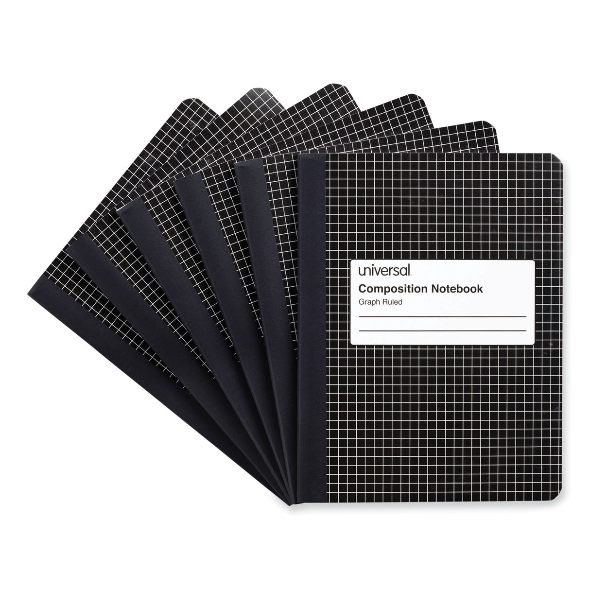 Universal Quad Rule Composition Book, Quadrille Rule (4 sq/in), Black Marble Cover, (100) 9.75 x 7.5 Sheets, 6/Pack (UNV20957)