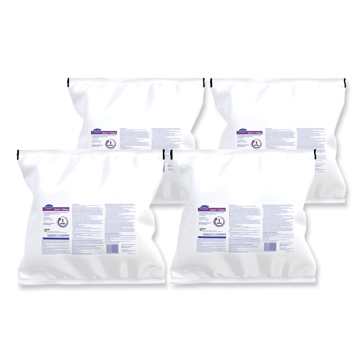 Diversey Oxivir 1 Wipes, 1-Ply, 11 x 12, Cherry Almond Scent, 160/Refill Pack, 4 Packs/Carton (100850925)