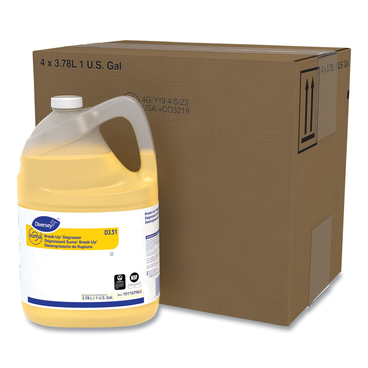 Diversey Suma Break-Up Degreaser D3.51, Characteristic Scent, 1 gal Bottle, 4/Carton (101107963)