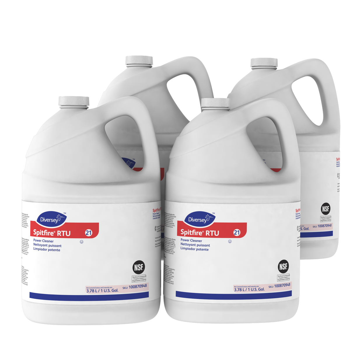 Diversey Spitfire Power Cleaner, Fresh Pine Scent, 3.78 L Container, 4/Carton (100870948)