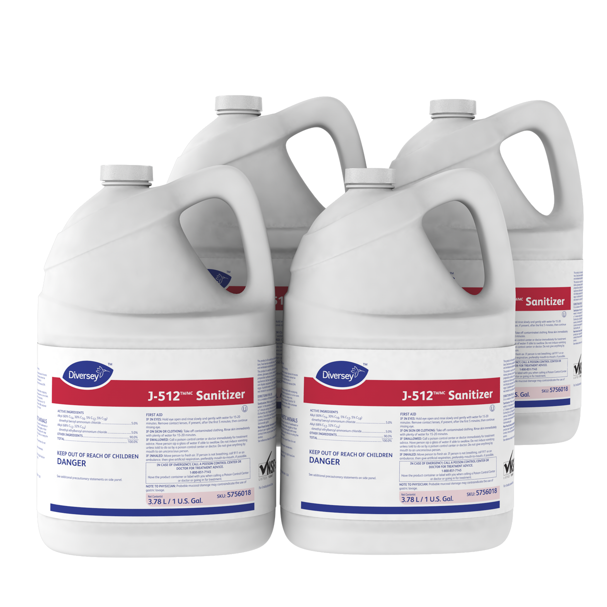 Diversey J-512TM/MC Sanitizer, 1 gal Bottle, 4/Carton (5756018)