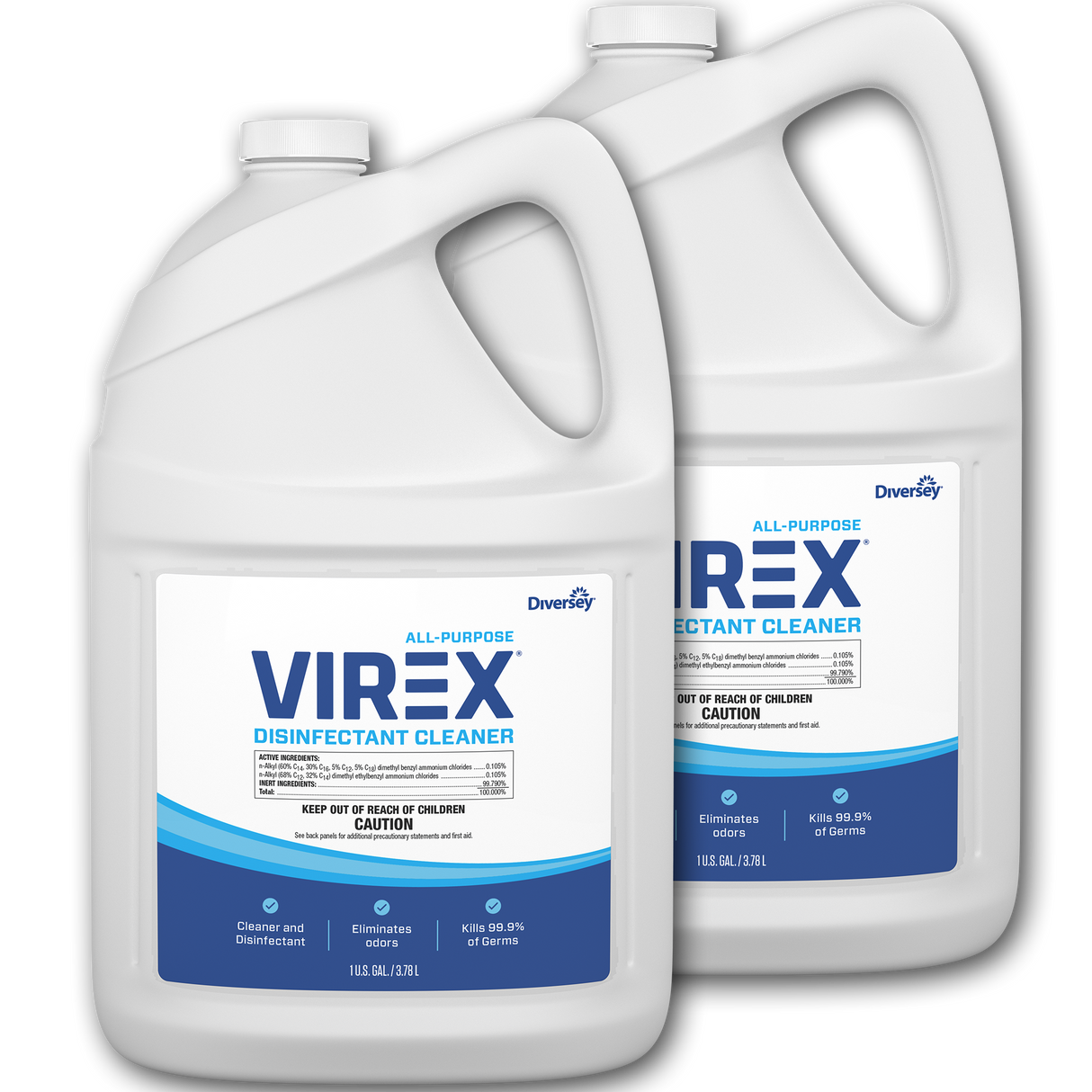 Diversey Virex All-Purpose Disinfectant Cleaner, Lemon Scent, 1 gal Container, 2/Carton (CBD540557)