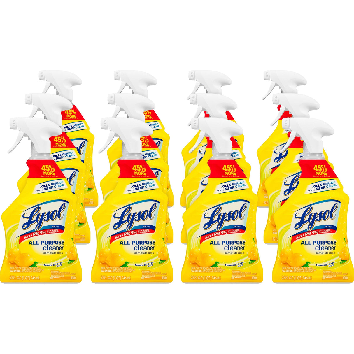 LysolÂ® All-Purpose Cleaner, Lemon Scent, 32 oz., 12 Spray Bottles (75352CT)