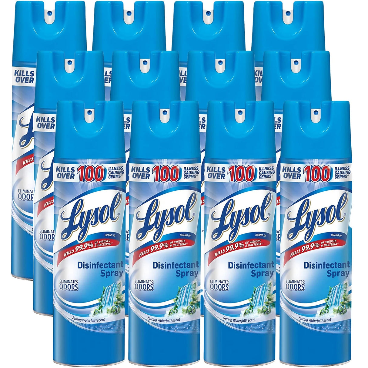 LysolÂ® Disinfectant Spray, Spring Waterfall Scent, 19 oz., 12 Cans (79326CT)