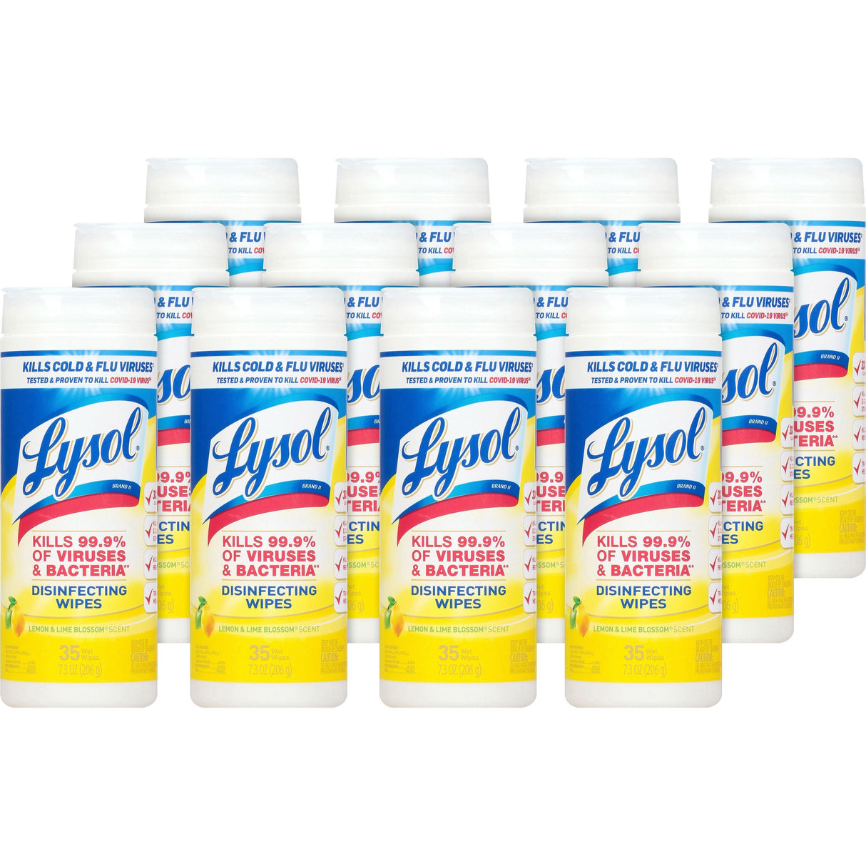 LysolÂ® Disinfecting Wipes, Lemon & Lime, 12 Canisters (81145CT)