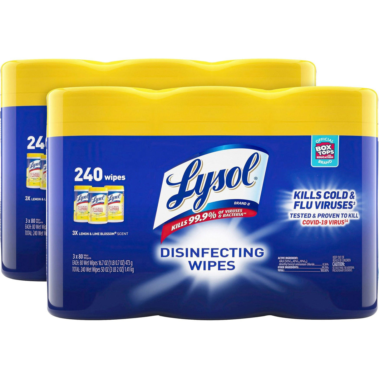 LysolÂ® Disinfecting Wipes, Lemon Lime, 80 Wipes, 6 Canisters (84251CT)