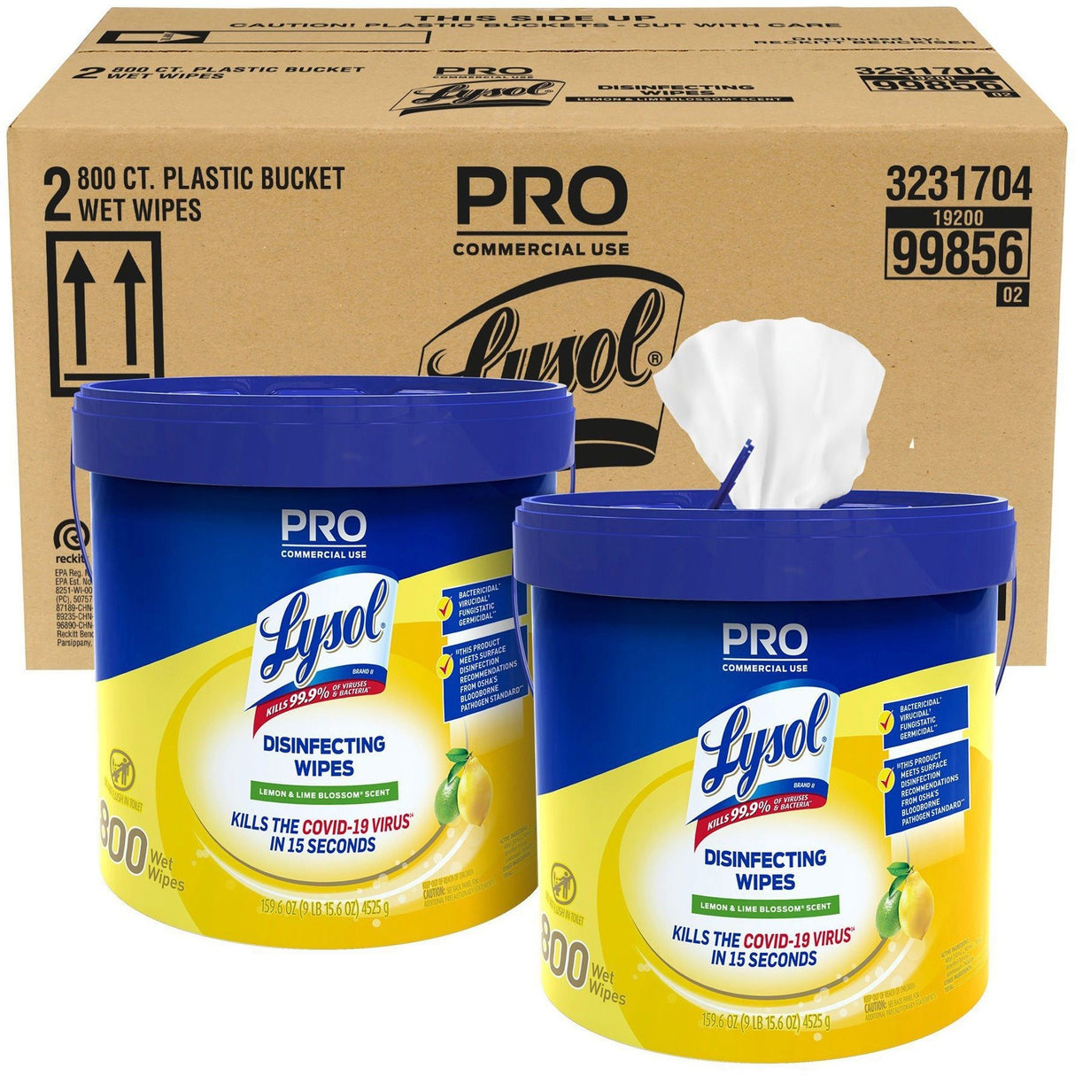 LysolÂ® Pro Disinfecting Wipes, 800 Wipe Bucket, 2 Buckets (99856CT)