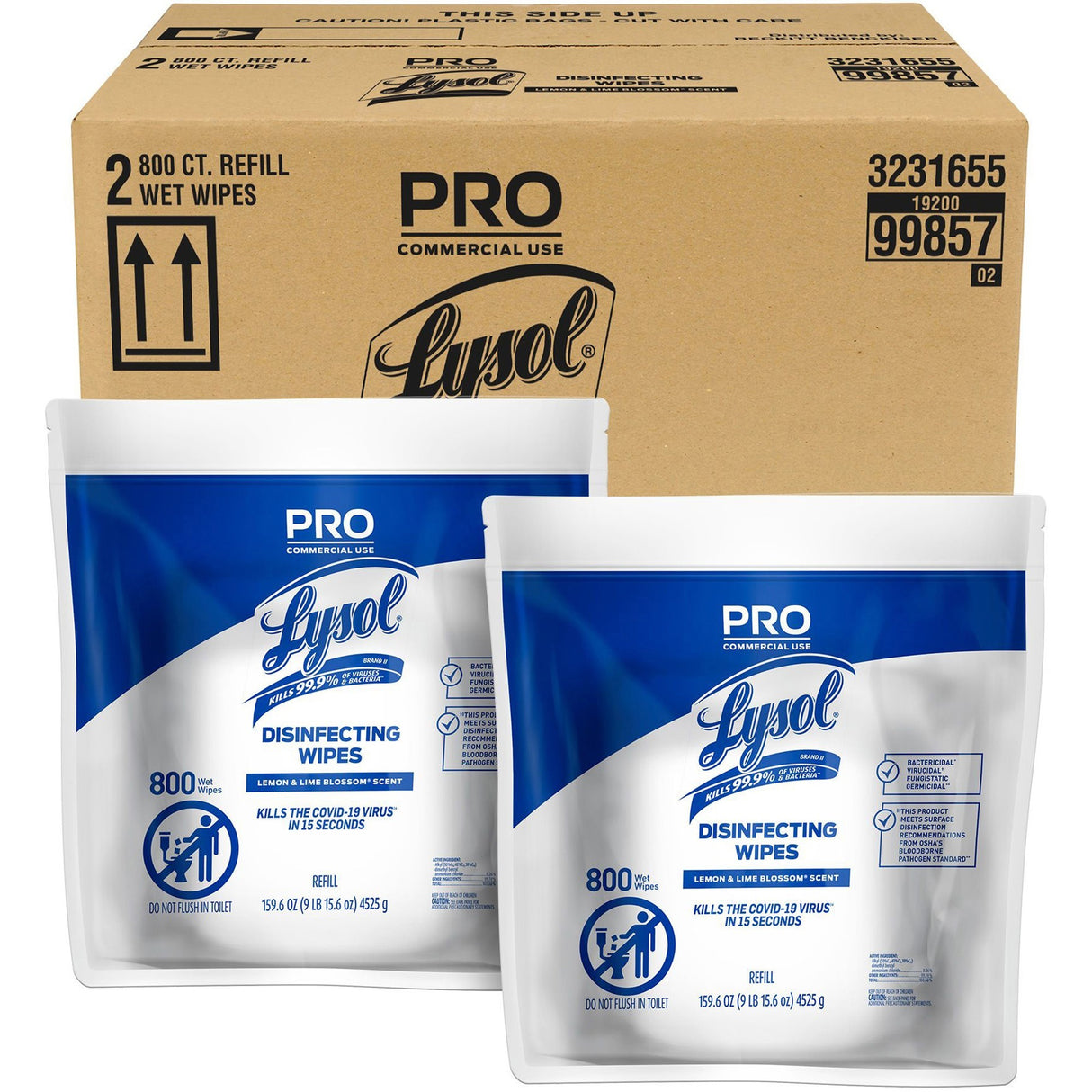 LysolÂ® Pro Disinfecting Wipe Bucket Refill, 2 Bags, 1600 Wipes (99857CT)